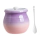 thumbnail image 3 of Recipiente de cerámica para cocina, despensa, 680 ml, tarros de especias con tapa y cuchara de cerámica Violeta, 3 of 9