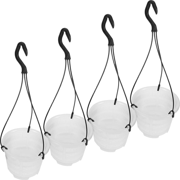 4 Sets Plastic Hanging Flower Pot and Container for Plants with Hanging Basket Design