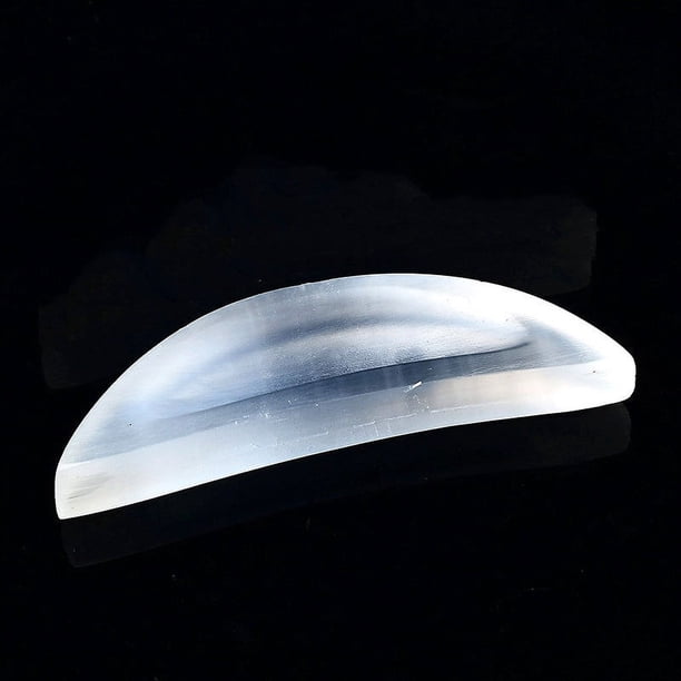 Cenicero de cristal con forma de corazón y Luna tallado a mano, yeso transparente de energía Natural, cuenco de selenita Animal para regalo