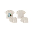 thumbnail image 2 of BemeyourBBs Toddler Baby Boys Birthday Duck Outfits 1st 2nd 3rd Years Old Birthday Summer Clothes Letter Embroidery Short Sleeve Waffle Knit T Shirt Tops and Shorts Set, 2 of 9