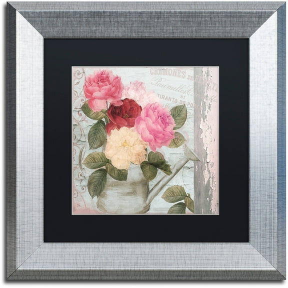 Trademark Fine Art "Chalet d'Ete Roses" Canvas Art by Color Bakery Black Matte, Silver Frame