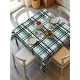 thumbnail image 6 of Teal Black Plaid Table Cloth, Farmhouse Teal Black Checkered Waterproof Tablecloth for Square Tables, Reusable Washable Fabric Table Cover for Restaurant Kitchen Dining Tables 60"x60", 6 of 6