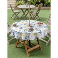 thumbnail image 4 of Outdoor Tablecloth with Umbrella Hole for Patio/Picnic/Party/Camping, Blue Yellow Conch Waterproof Table Cloth Round Cover Washable, Summer Ocean Starfish Shells Bubble (Dia 54"), 4 of 9