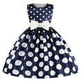 thumbnail image 1 of Yanlir Robe d'Été Princesse pour Filles 2025 Mode Sans Manches Col Rond Imprimé avec Nœud pour Tenue Décontractée et Élégante (Bleu Foncé, 8-9 Ans), 1 of 7