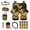 Black and Yellow - Sunflower, variant on Leopard Print Car Accessories Seat Covers Full Set of 15, Soft Comfy Front and Rear Seat Cover with Safety Belt Pads Steering Wheel Cover Trash Can Car Air Vent Organizer