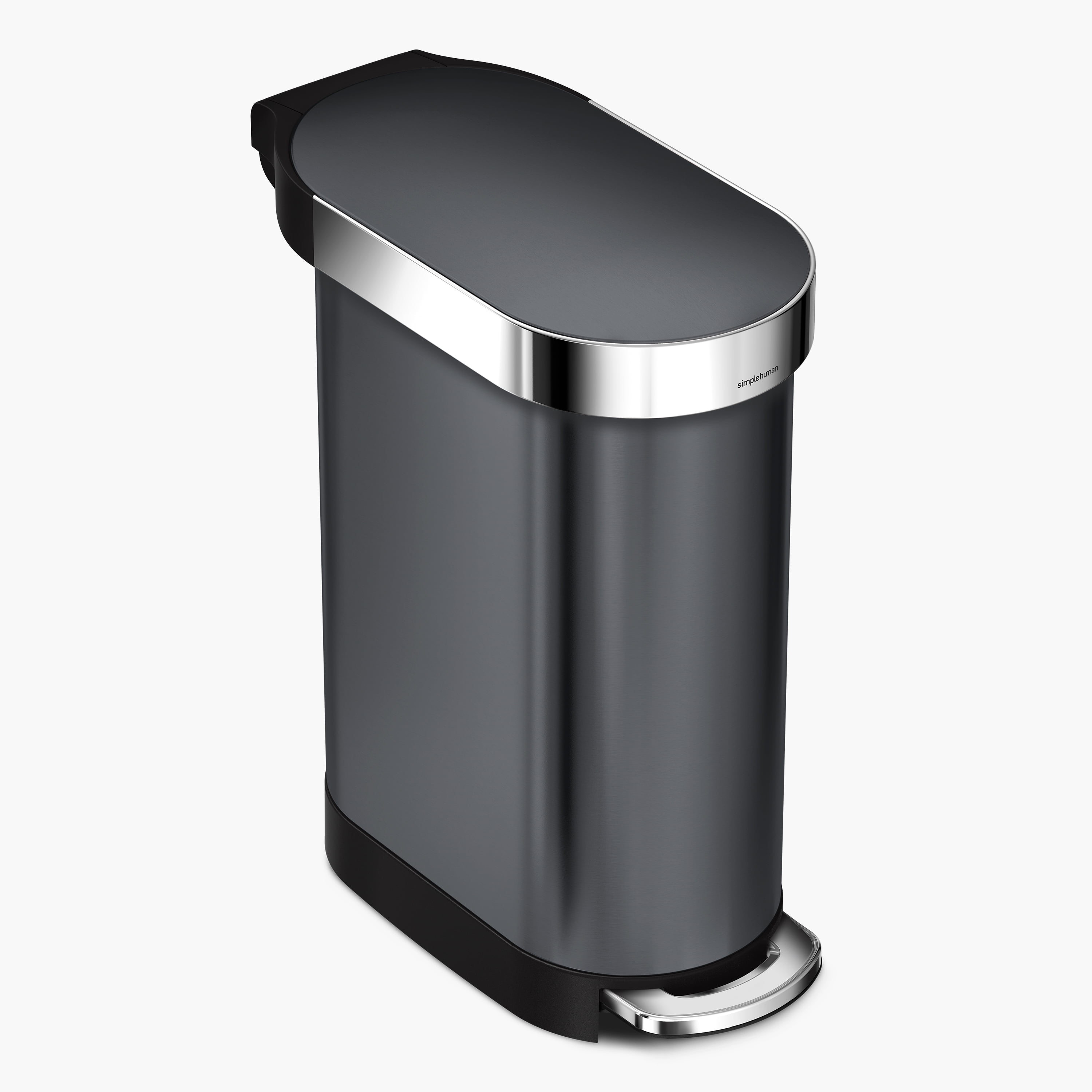 simplehuman 45 Liter / 12 Gallon Slim Hands-Free Kitchen Step Trash Can Kitchen Trash Can Black Stainless Steel