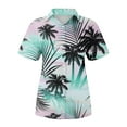thumbnail image 4 of Hawaiian Shirts For Men And Women Short Sleeve Tropical Print T-Shirts Summer Button Down Collar Tops Loose Fit Beach Graphic Tee Casual Trendy Blouses 2024 Light Green XXL, 4 of 5