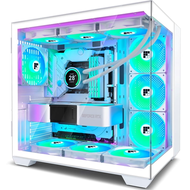 Funda para PC FOIFKIN F600 con ventilador ARGB ATX Mid-Tower de 7 PWM, color blanco