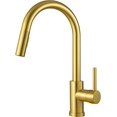 thumbnail image 1 of Gold Kitchen Faucet with Pull Down Sprayer, Lava Odoro Modern Brass Kitchen Sink Faucet Single Handle Pull-Down Kitchen Faucet for Sink 1 Hole and 3 Hole with Deck Plate, Spot-Resistant, KF1120-SG, 1 of 8
