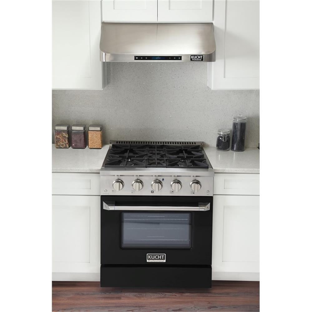 Pemberly Row 30" 4.2 cu. ft. Dual Fuel Range Propane Gas Sealed Burners in Black