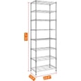 thumbnail image 4 of 8-Wire Shelving Metal Storage Rack Adjustable Shelves,Standing Storage Shelf Units for Laundry Bathroom Kitchen Pantry Closet(Silver,13.9" D x 23.9" W x 72.1" H), 4 of 15