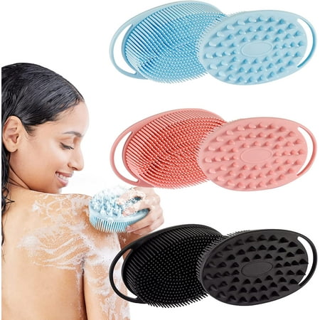 Silicone Body Scrubber Loofah Exfoliating Body Brush Shower Scrubber for Kids Women Men All Kinds of Skin(3 Pack)