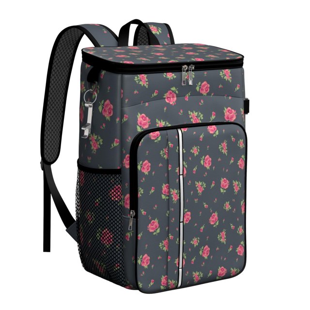 Retro Floral Rustic Print Backpack Cooler - 20L Leakproof & Easy to Clean, Ideal for Students and Families