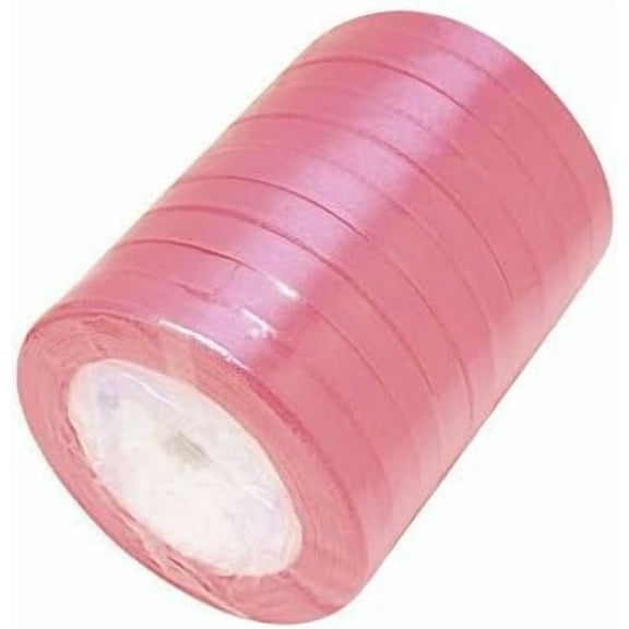 10 Rolls Single Face Satin Ribbon Pink Polyester Ribbon 1/4 Inch Gift Wrapping Ribbon for Flower Bouquet Wedding Decor Crafts Bow Making Sewing and More