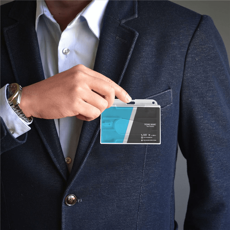 20 Pack Heavy Duty 2Sided ID Badge Holder Hard Plastic Horizontal