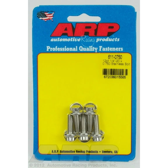 ARP 611-0750 Polished 1/4-20 x 0.750 12pt SS bolts