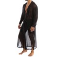 thumbnail image 6 of Underwear for Men Long Shirt Transparent Open Stitch Cardigan Cloak Casual Tops Streetwear Nightgown Sleepwear Underwear, 6 of 7