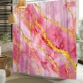 thumbnail image 2 of LFEEY Abstract Shower Curtain Waterproof, Pink Purple Gold Line Marble Waterproof Fabric Shower Curtain for Bathroom Decor with Hooks, 72x72 inches, 2 of 5