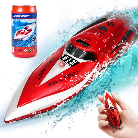 Funtogether Mini Remote Control Boat 2.4Ghz 360 Rotating Electric RC Watercraft with Rechargeable Battery, Red, 1-Pack, for Kids 6 Years
