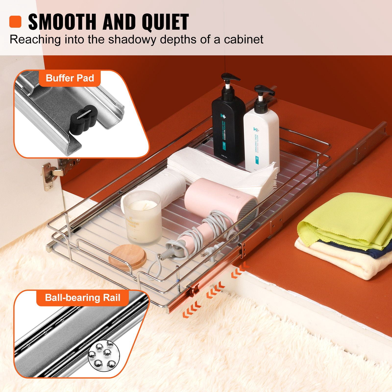 11" W x 21" H Pull Out Cabinet Organizer Heavy Duty Steel Slide Out Pantry Shelves for Under Sink Home Storage