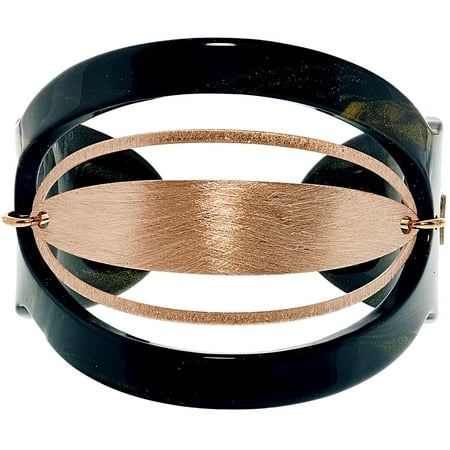 Invicta Women's Melissa Black And Gold Cuff Bracelets Bracelet - 7"