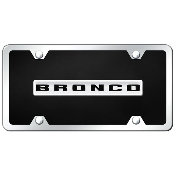 Ford Bronco Name Acrylic License Plate Kit (Chrome on Black)