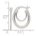 thumbnail image 4 of Auriga Fine Jewelry 925 Sterling Silver Beaded Double Oval Hoop Earrings for Women, 4 of 5