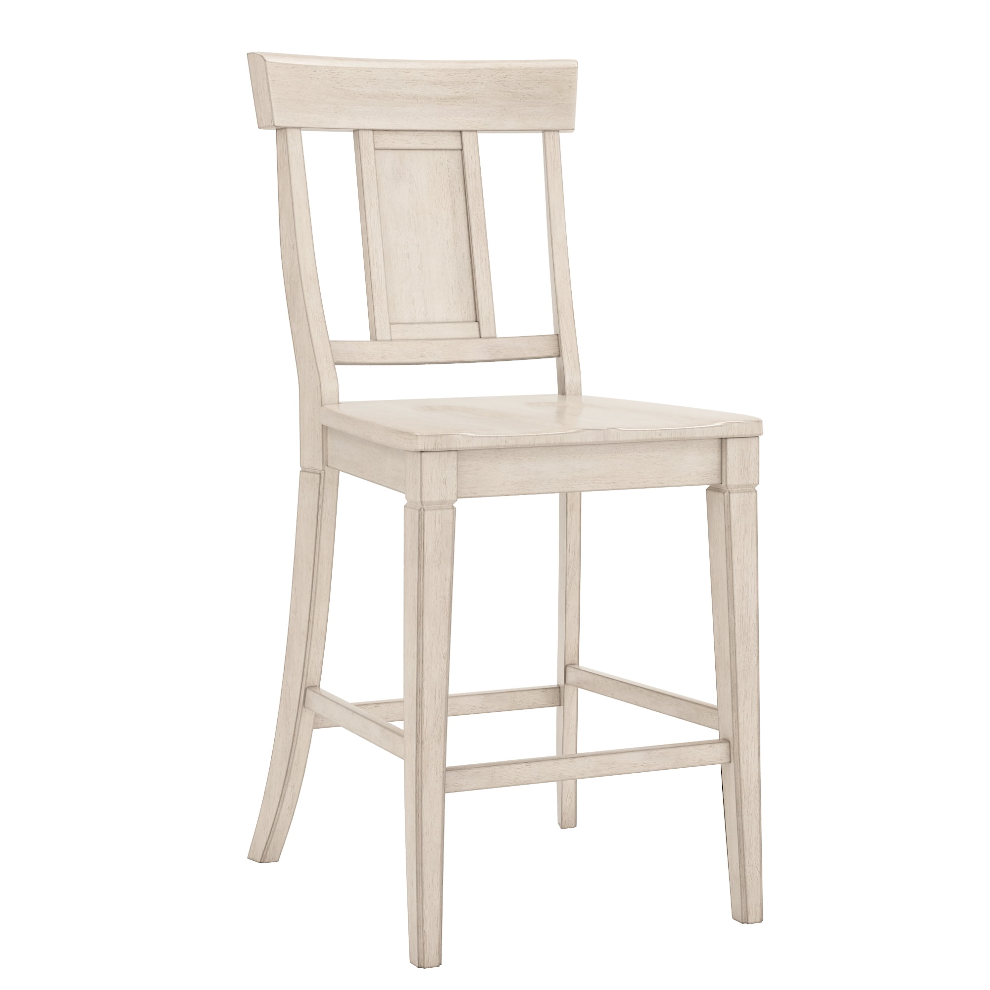 Weston Home Farmhouse Vintage Panel Back Solid Wood Counter Height Chair, Set of 2, Antique White