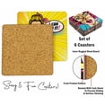 thumbnail image 4 of Inkdotpot Set of 6 Drink Coasters Decorative Non Slip Cork Base 4-inch Square Printed Coasters Easy Clean- Pop Art, 4 of 8