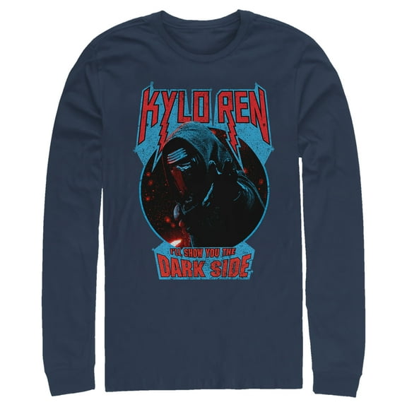 Men's Star Wars The Force Awakens Kylo Ren Show Dark Side  Long Sleeve Shirt Navy Blue Medium