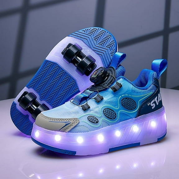 Roller Shoes with Wheels for Boys Girls Kids Skates Sneakers LED Light Up Rechargeable Sport Sneaker for Boys