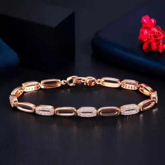 Simulated Diamond 5.0Ct Round Cut Women's Tennis Bracelet 14K Yellow Gold Plated 7 In