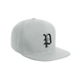 thumbnail image 3 of Daxton Classic Snapback Hat Old English Font Alphabet A to Z Flat Bill Visor Cap, White White Hat, Black P, 3 of 4