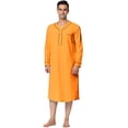 thumbnail image 1 of Camisón de algodón para hombre, camisón de manga larga, camisón Henley, ropa de dormir Naranja S, 1 of 5