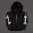 thumbnail image 2 of Mens Hoodie Fall Tops Street Graphic Long Sleeve Print Design Mens Casual Clothing,Black,XL, 2 of 4