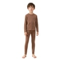 thumbnail image 2 of TTAO Children Thermal Underwear Set Boys Winter Warm Pants Set Girls Base Layer Underwear Outfits Brown 150, 2 of 5