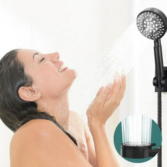 Turbo Shower Head, Home Bath Shower Nozzle with Water Heater Filter, 5 Bathing Modes High Pressure Easy Installation Universal 4-point Interface