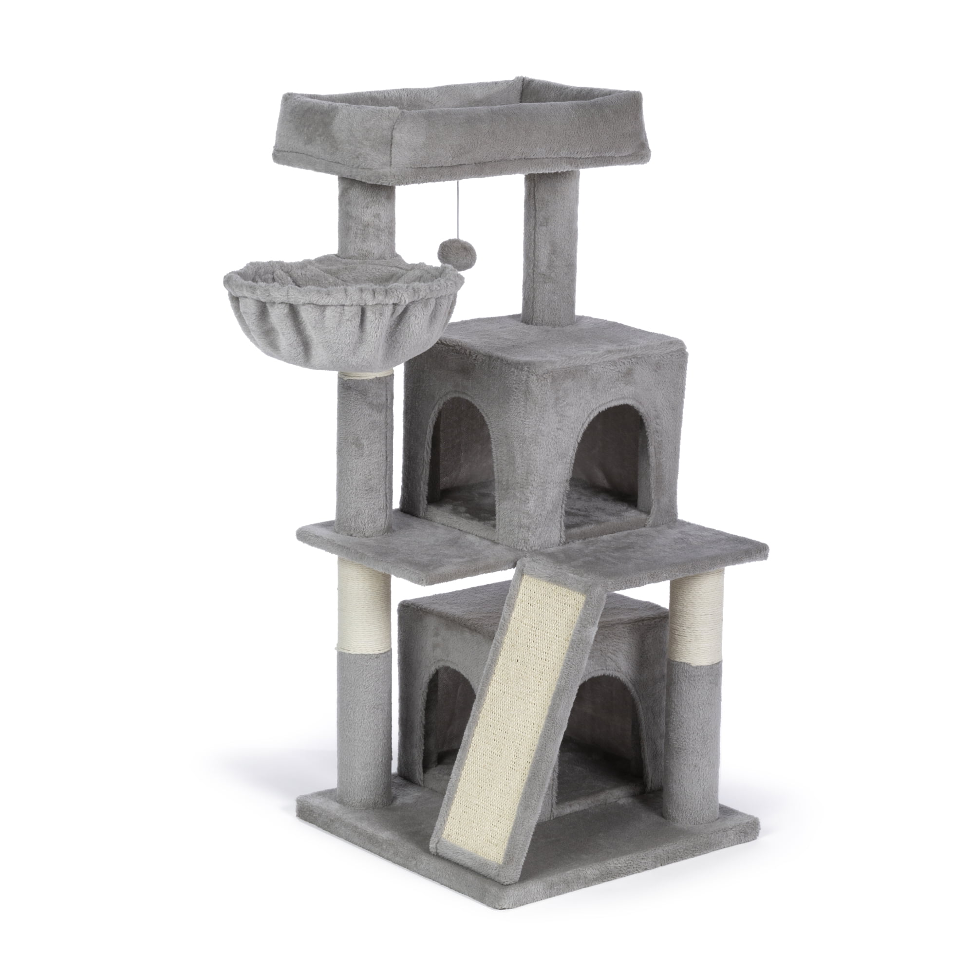 Prevue Pet Products Kitty Power Paws Comfy Kitty Cat Tower in Gray, 41.5 inch Height