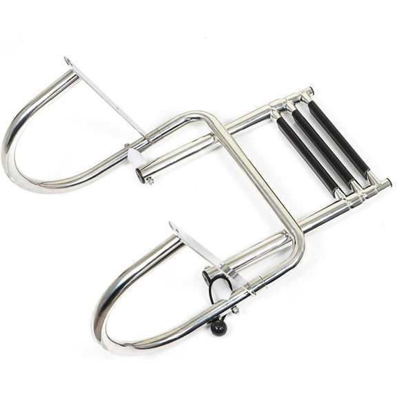 SEBLAFF Stainless Steel 3 Steps Pontoon Boat Ladder Heavy Duty Custom Swim Deck Ladder with Pedal Hand Railing Ladder Replacement for Marine Boat Yacht Swimming Pool