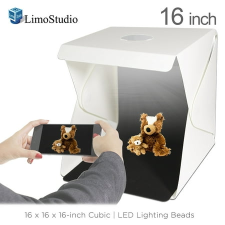 Portable Shooting Kit - Loadstone Studio 16-inch Cubic LED Light Foldable & Portable Photo Shooting Tent Box Kit, Including White / Black Background, USB Cable Power, Small Medium Size Product, WMLS4429