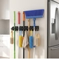 thumbnail image 3 of Lifewit Mop and Broom Holder Wall Mount, Anti-Slip Broom Hanger for Garage, Utility Room, Laundry Room, Pantry, Garden, 5 Slot 6 Hook, Black, 3 of 12