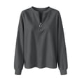 thumbnail image 7 of VEKDONE Womens Half Zip Long Sleeve Sweatshirts Casual Loose Fit Crewneck Pullover Tops Fall Solid Color Lightweight Sweatshirt Gray M, 7 of 7