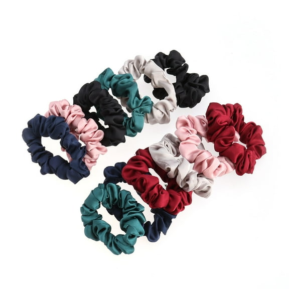 LOLIPPYY 12Pcs Satin Scrunchies Hair Bands for Tieing Hair with Soft Fabric and Strong Elastic in Assorted Colors