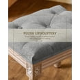 thumbnail image 5 of ZXNYH French Vintage Foot Stool with Rustic Wood Legs and Padded Seat, 18.5" High Memory Foam Upholstered Vanity Stool and Entryway Bench, Tufted Fabric Ottoman Stool for Bedroom Living Room, Gray, 5 of 8