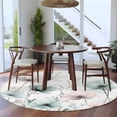 thumbnail image 4 of 8ft Round Rug, Teal Pink Spring Floral Non-Skid Rubber Backing Large Area Rugs - Living Room Bedroom Home Office, Summer Botanical Watercolor Indoor Floor Mat Carpets Washable Rug, 4 of 9