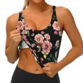 thumbnail image 4 of Fotbe Rose Flowers Pattern Womens' Sports Bra Longline Wirefree Padded with Medium Support Sports Moisture-Wicking Workou Vest,Tank Top-XX-Large, 4 of 9