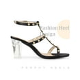 thumbnail image 4 of BLISSFUL STEP Slingback Heel Block Clear Heels Sandals for Women Black (Size 10), 4 of 6