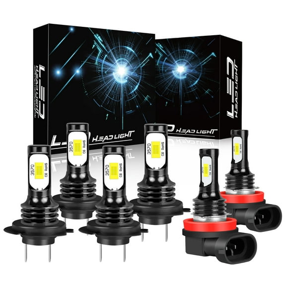 IHNZCB For BMW 320i 2012-2018-6x Car Light 6000K H7 H7 LED Headlight   H11 Fog Light Bulbs Combo Kit 6x