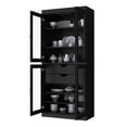 thumbnail image 3 of Palace Imports 100% Solid Wood Kitchen Pantry Storage Cabinet with Glass Doors, Adjustable Shelves and 2-Drawers, Black, 3 of 5
