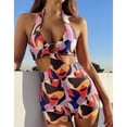 thumbnail image 4 of Traje de baño con anillo de una pieza Sin espalda Talle alto Cuello halter Corte ajustado Traje de baño con anillo de una pieza Estampado L, 4 of 6